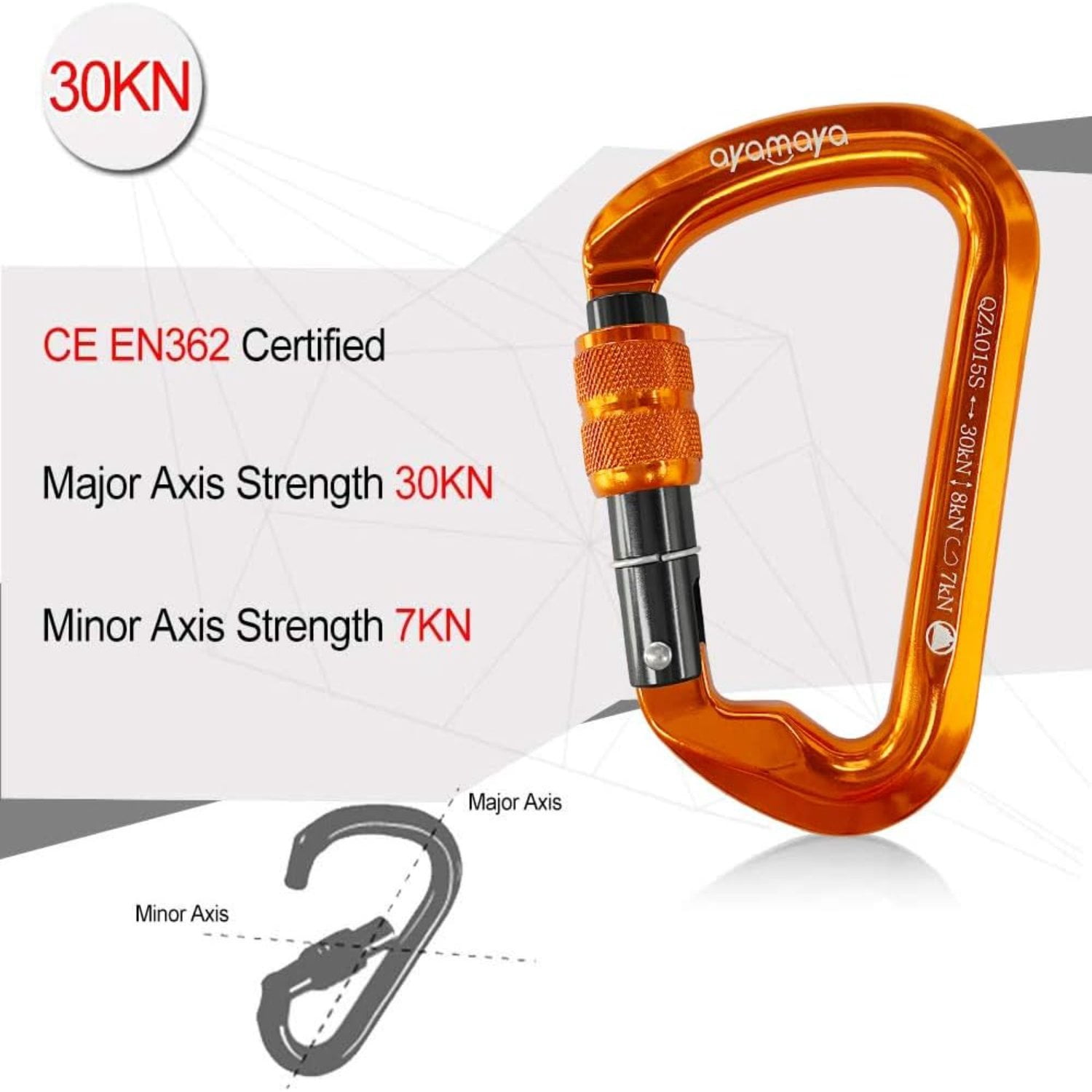 3-Pack Screwgate Locking Carabiners – 30kN (6,744 lbs) Heavy-Duty D-Shaped Carabiners for Rock Climbing, Rappelling