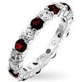 thumbnail image 2 of Rhodium Plated to .925 Sterling Silver Eternity Band with Alternating 3mm Clear and Ruby Red CZ Size 9, 2 of 2