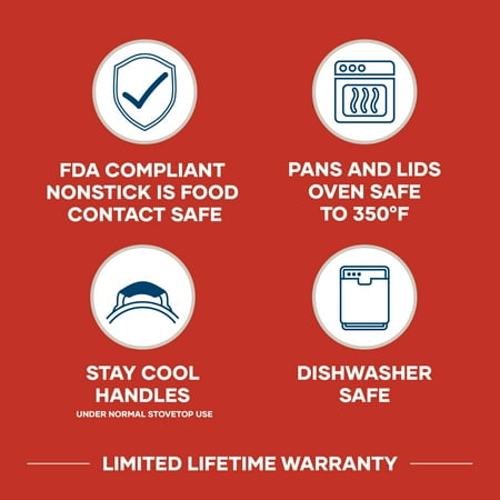 Farberware Easy Clean 22 Pcs Nonstick Cookware Set Includes Griddle Pan and Cooking Tools, Dishwasher Safe, Black