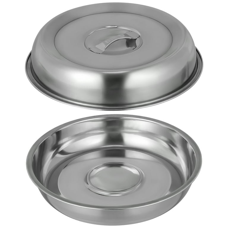 Cover Stainless Dish Steel Food Dome Melting Lid Steak Serving Plate Steaming Metal Griddle Tableware, Size: 20x20x3.5CM