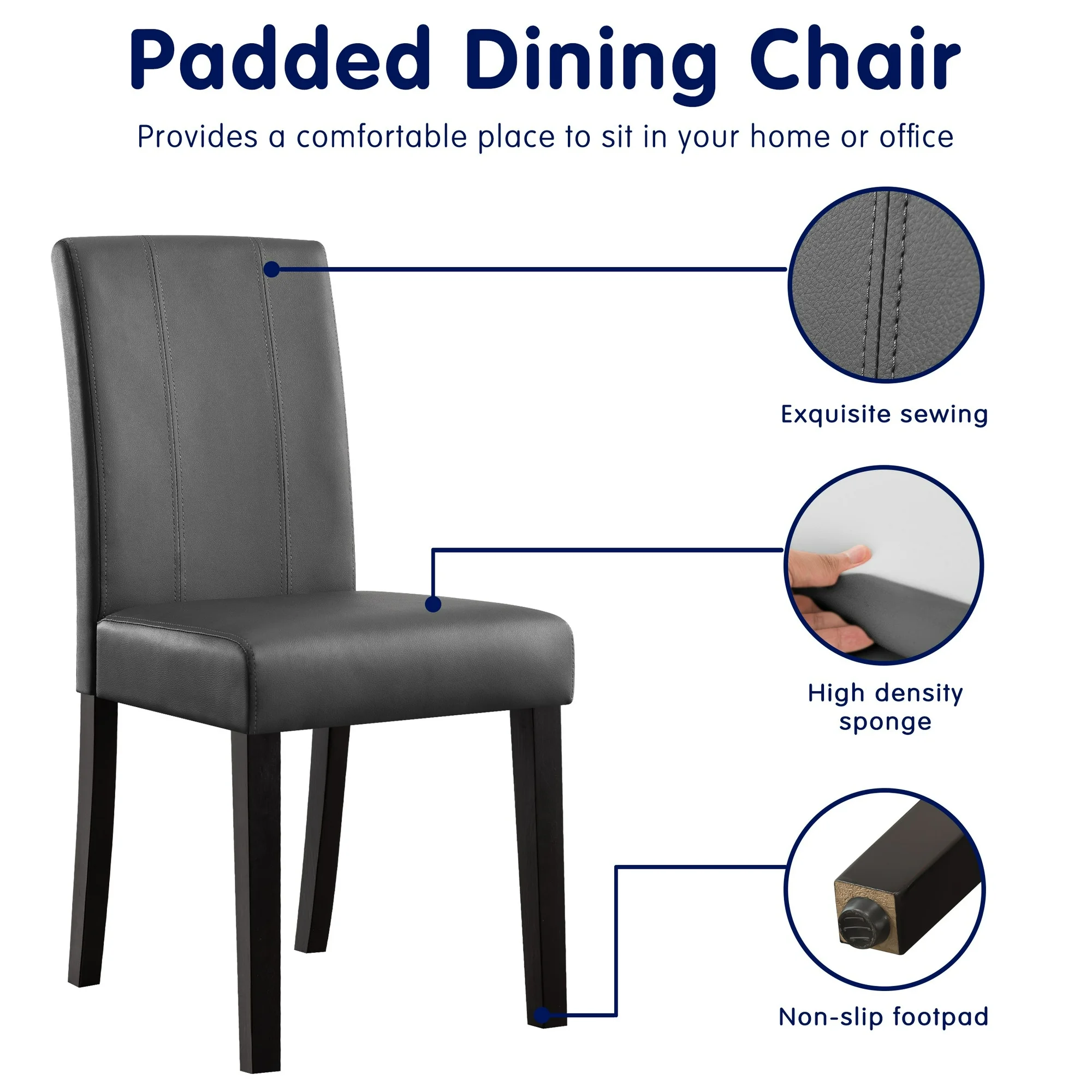 Subrtex Urban Style PU Leather Parsons Dining Chair Waterproof Dirt resistant Dining Chair, Set of 6, Black