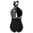 thumbnail image 6 of Gaecuw One Piece Swimsuit Women Halter Swimwear Top Sleeveless Tie Closure Swimsuits Floral Print Bathing Suits Halter Neck Beach Swimwear 1 Piece Swimwear Black S, 6 of 9