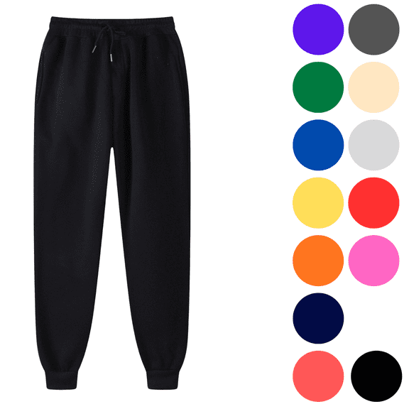 Men's Joggers Sweatpants with Pockets Stretchable Drawstring Waist for Gym Running Daily Casual Wear Black S