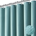 thumbnail image 1 of Dynamene Cortina de ducha verde salvia – Cortinas de ducha de tela gruesa con textura de gofre para baño, 256 g/m², juego de cortinas de baño de tela de poliéster con 12 ganchos de plástico, 72 ancho, 1 of 4