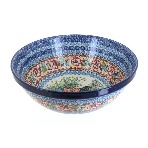 Blue Rose Polish Pottery Hummingbird Large Serving Bowl
