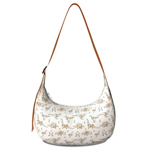 Funny Dinosaur Print Crescent Crossbody Bag for Women Mens, Cartoon Dino Skeleton Pattern Shoulder Bag, Colorful Jurassic Lover Travel Backpack for Travel Picnic