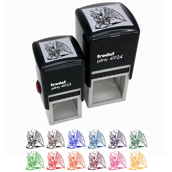 Praying Winged Angel Woman Self-Inking Rubber Stamp Ink Stamper - Black Ink - Small 1 Inch