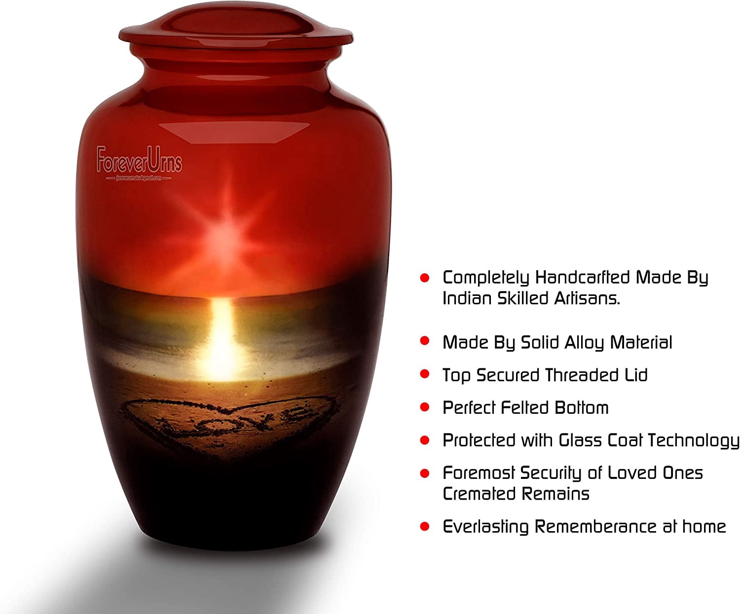Personalized Extra Large Urns for Human Ashes, Customized Sunset Adult Cremation Urn, 320 lbs with Velvet Bag.
