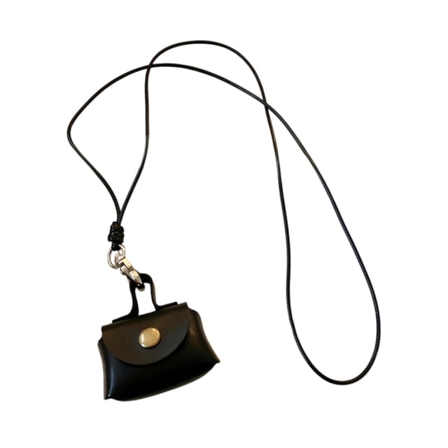 GUOOL Hanging Neck Pouch Compact Change Pouch with Detachable Lanyard Mini Key Bag Black