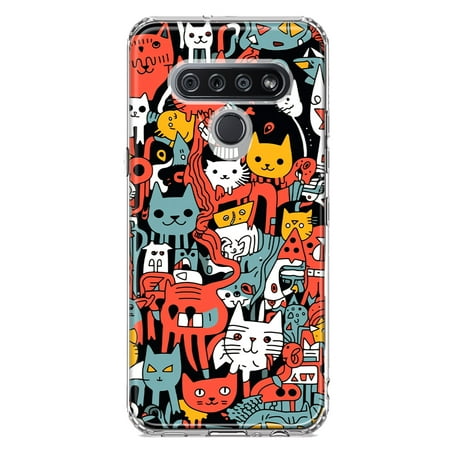 MUNDAZE LG K51 Shockproof Clear Hybrid Protective Phone Case Psychedelic Cute Cats Friends Pop Art Cover