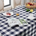 thumbnail image 3 of XINQIHANG Checkered Rectangle Tablecloth-60 x 84 Inch Waterproof, Stain Resistant and Washable Polyester Gingham Table Cloth for Outdoor Picnic, Camping, Kitchen and Dining, Navy Blue and White, 3 of 7