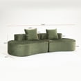 thumbnail image 2 of 110.24" Modern Curved Sectional Sofa Couch, Corduroy Cloud Couch with High-Density Foam, 4-Seat Boneless Sofa with Half Moon Design, Comfy Curved Couches for Living Room (Green), 2 of 7