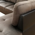 thumbnail image 6 of MAYEERTY 103.5" Dark Brown Flannel PVC 3-Piece Couch Durable Rich-Toned Living Room Furniture, 6 of 12