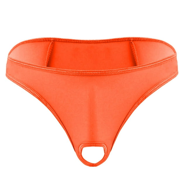 Roliyen Men's Boxer Briefs Lingerie Micro Thong Bikini Front Hole Underwear  Underpants 
