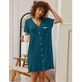 thumbnail image 3 of Ekouaer Nightgowns for Women Button Down Pajamas Tops Short Sleeve Sleepwear V-Neck Sleepwear, 3 of 7
