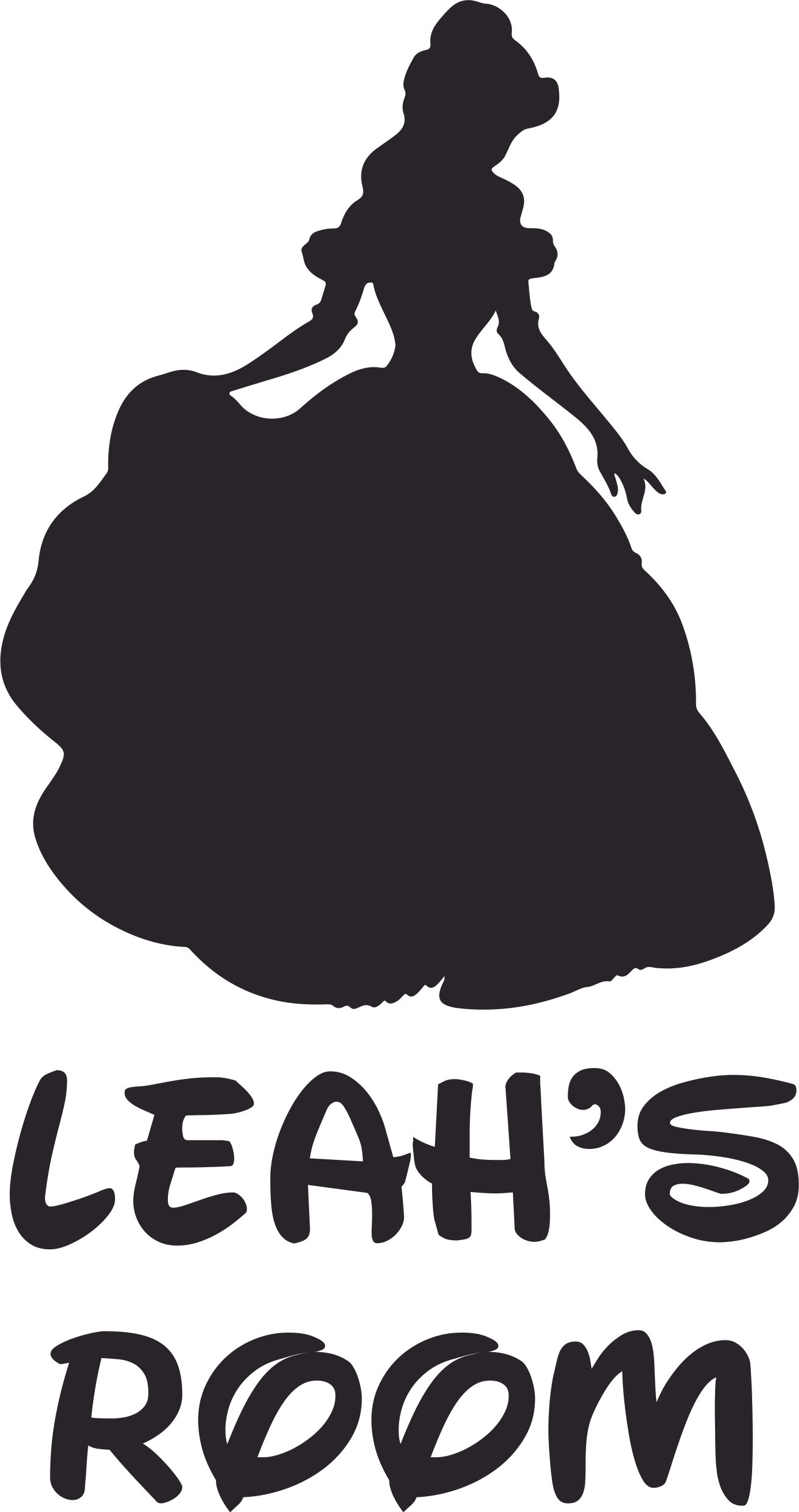 the disney princess belle cartoon character vinyl customized name decal