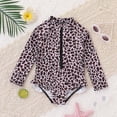 thumbnail image 4 of WAYUTE Girls Swimsuit with Leopard Print and Ruffle Hem Side Front Zipper Design One Piece Bathing Suit Water Activities, 4 of 6