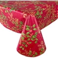 thumbnail image 2 of Newbridge Red Golden Holly and Berry Christmas 60 x 84 inch Rectangle Vinyl Flannel Backed Tablecloth, 2 of 9