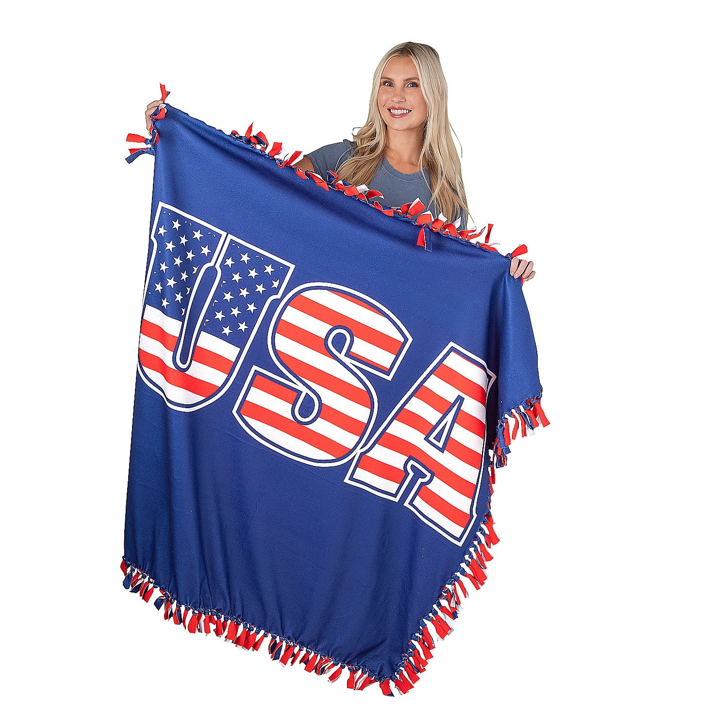 Fun Express American Flag Fleece Tied Throw Craft Kit - Makes 1