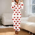 thumbnail image 2 of FRSASU Womens Fleece Onesies Pajamas Jumpsuit Love Heart Printed Warm Romper Sleepwear One Piece Zipper Hooded Playsuit Loungewear White, 2 of 5