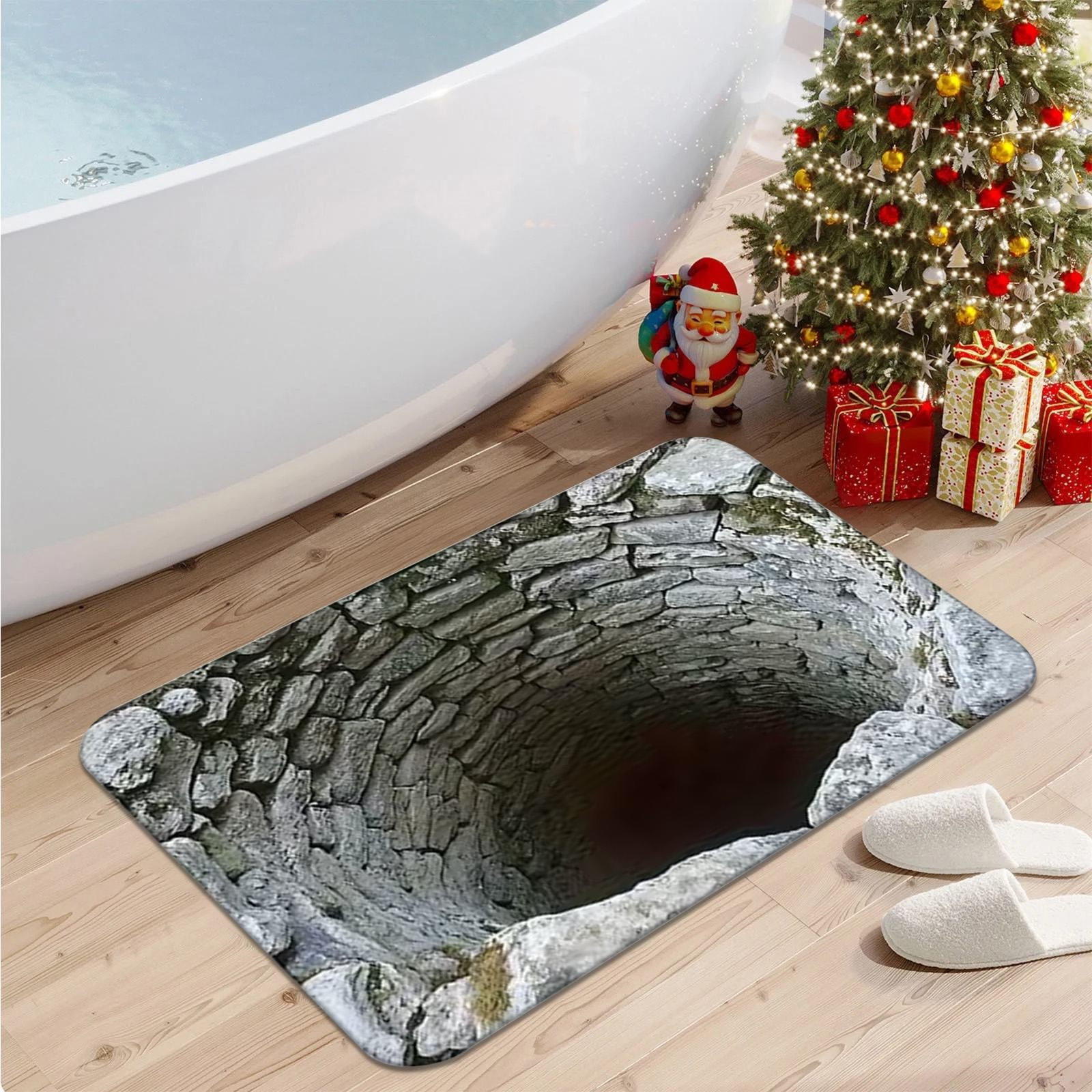 ZTTD 3D Optical Illusion Rug, Non-Slip Floor Mat for Indoor & Outdoor Use, Grey Cave & Stone Visual Illusion Doormat for Bedroom, Living Room, Porch, Terrace and Entrance Decor(36x24inch)