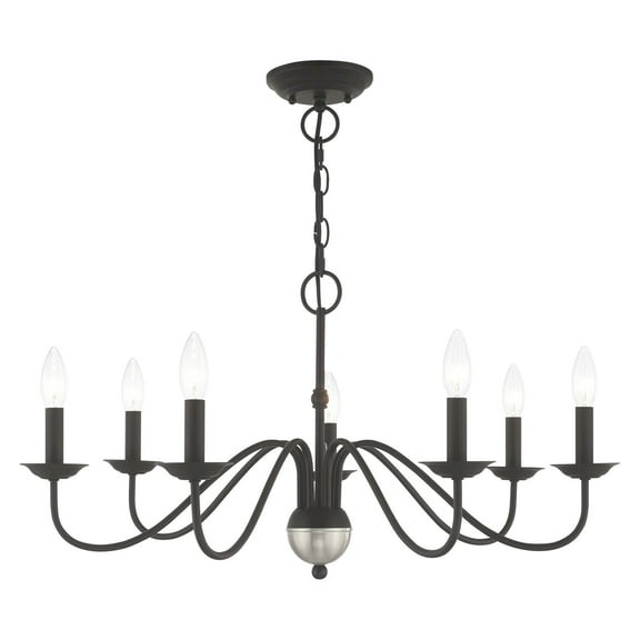 52167-04 Livex Lighting Windsor - 7 Light Chandelier in Traditional Style - 28 Inches wide by 15.5 Inches high-Black Finish    -Traditional