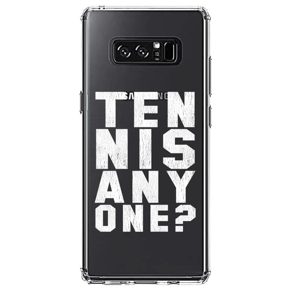 DistinctInk Clear Shockproof Hybrid Case for Samsung Galaxy Note 8 - TPU Bumper Acrylic Back Tempered Glass Screen Protector - Tennis Anyone?