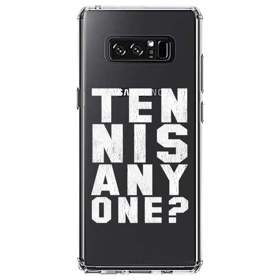 DistinctInk Clear Shockproof Hybrid Case for Samsung Galaxy Note 8 - TPU Bumper Acrylic Back Tempered Glass Screen Protector - Tennis Anyone?