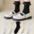 thumbnail image 4 of Ruffle Socks Frilly Lace Cute Lolita Style Cotton Breathable Socks for Women 3 Pairs, 4 of 8