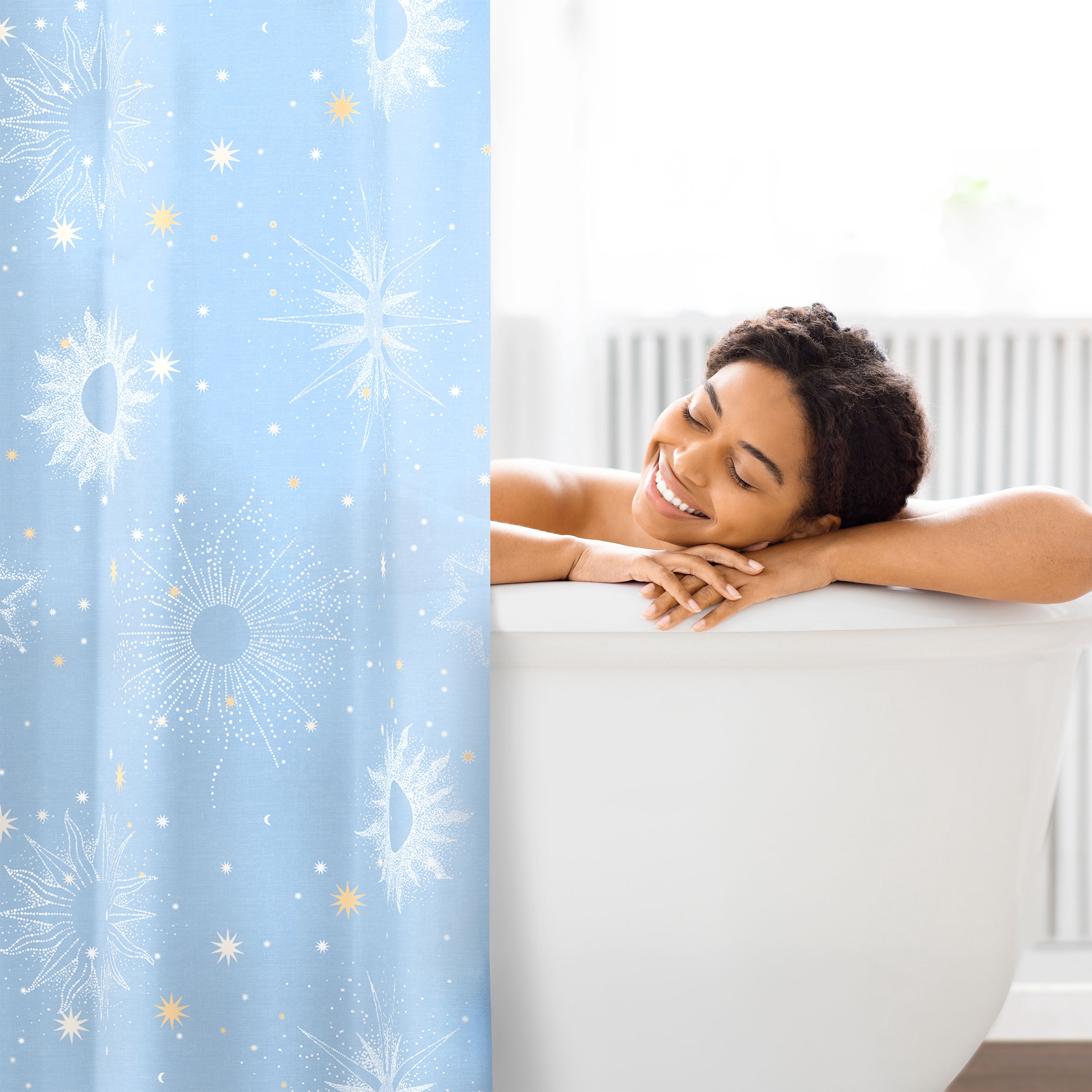 Lemon Tree Uriel 72x72 Blue Shower Curtain