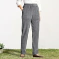 thumbnail image 4 of Corduroy Casual Pants Elastic Waist Women Long Pants with Pockets Solid Color Straight Leg Commuting Office Travel Slacks, 4 of 8