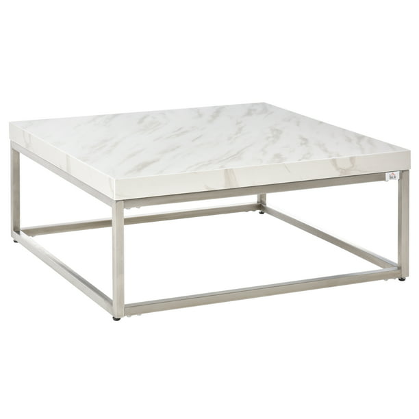 Homcom Square Coffee Table With Faux, Faux Marble Tabletop