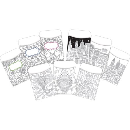 UPC: 0704068040694 | Barker Creek Color Me! Library Pockets Assorted Designs 90/Set 4069