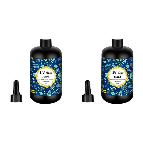 2X Resina UV 500G Resina de Tipo Duro Transparente de Curado Ultravioleta Transparente, Resina de Curado Solar para FabricacióN de Joyas de Resina UV DIY