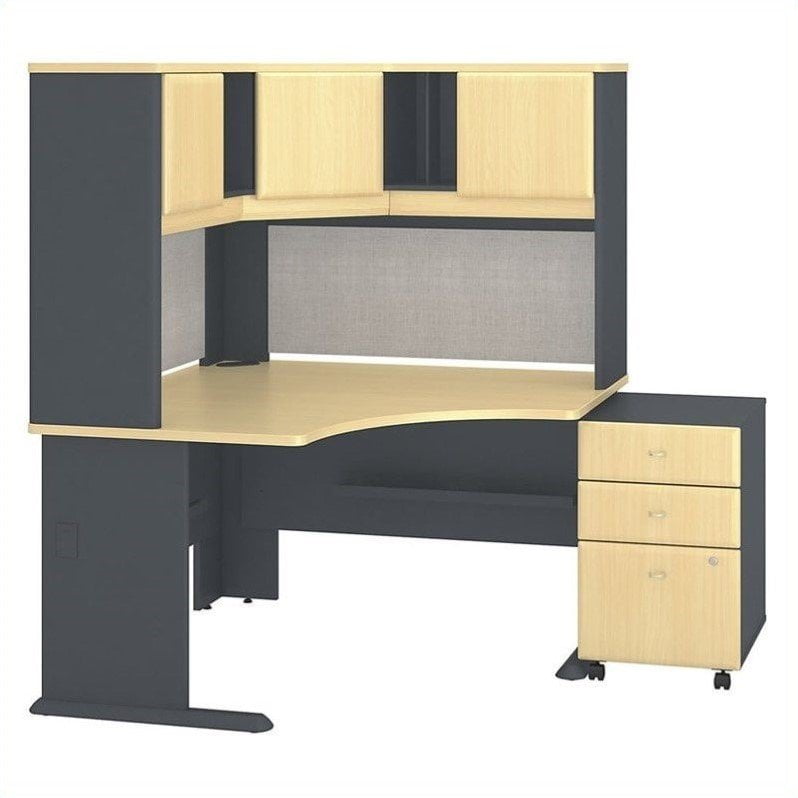 Series A 48w Corner Desk With Hutch And Mobile File Cabinet In Desk With Hutch And Mobile File Cabinet