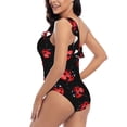 thumbnail image 4 of Picia Beautiful Red Ladybug Pattern Women's One Piece Swimsuits,One Shoulder Swimwear Asymmetric ,Ruffle Monokinis Bathing Suits,High Waisted Flattering Bathing Suits-Small, 4 of 8