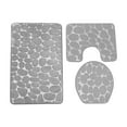 thumbnail image 2 of COFEST 3-Piece Bathroom Carpet Set Soft Non Slip, Absorbent Bath Mat with Cobblestone Design, Machine Washable Plush Bathroom Rug Set Gray, 2 of 5