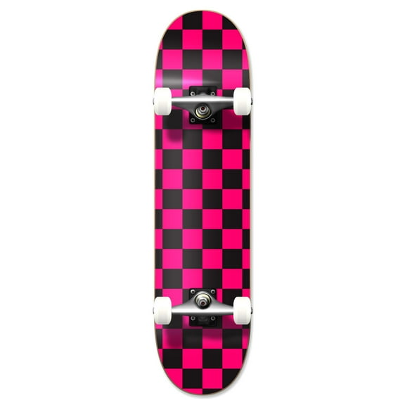Yocaher Graphic Complete 31" x 7.75" Skateboard - Checker Pink