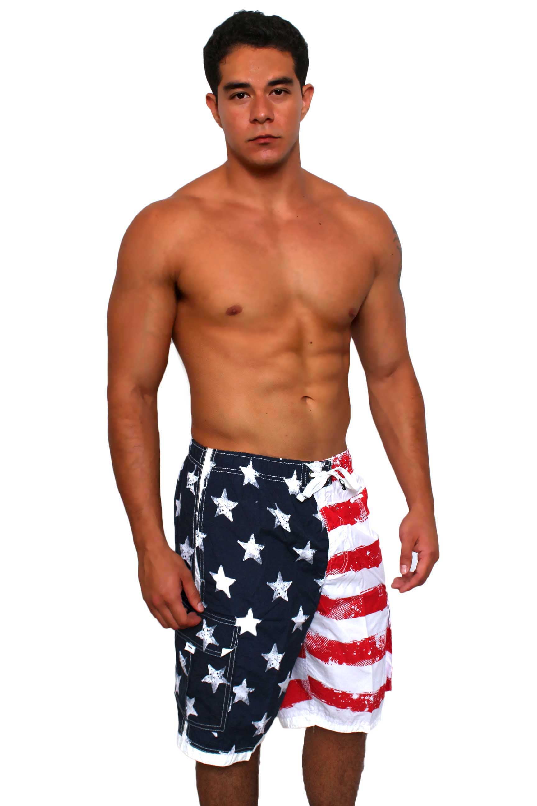 Shore Trendz Men's USA Flag Board Shorts Swimwear