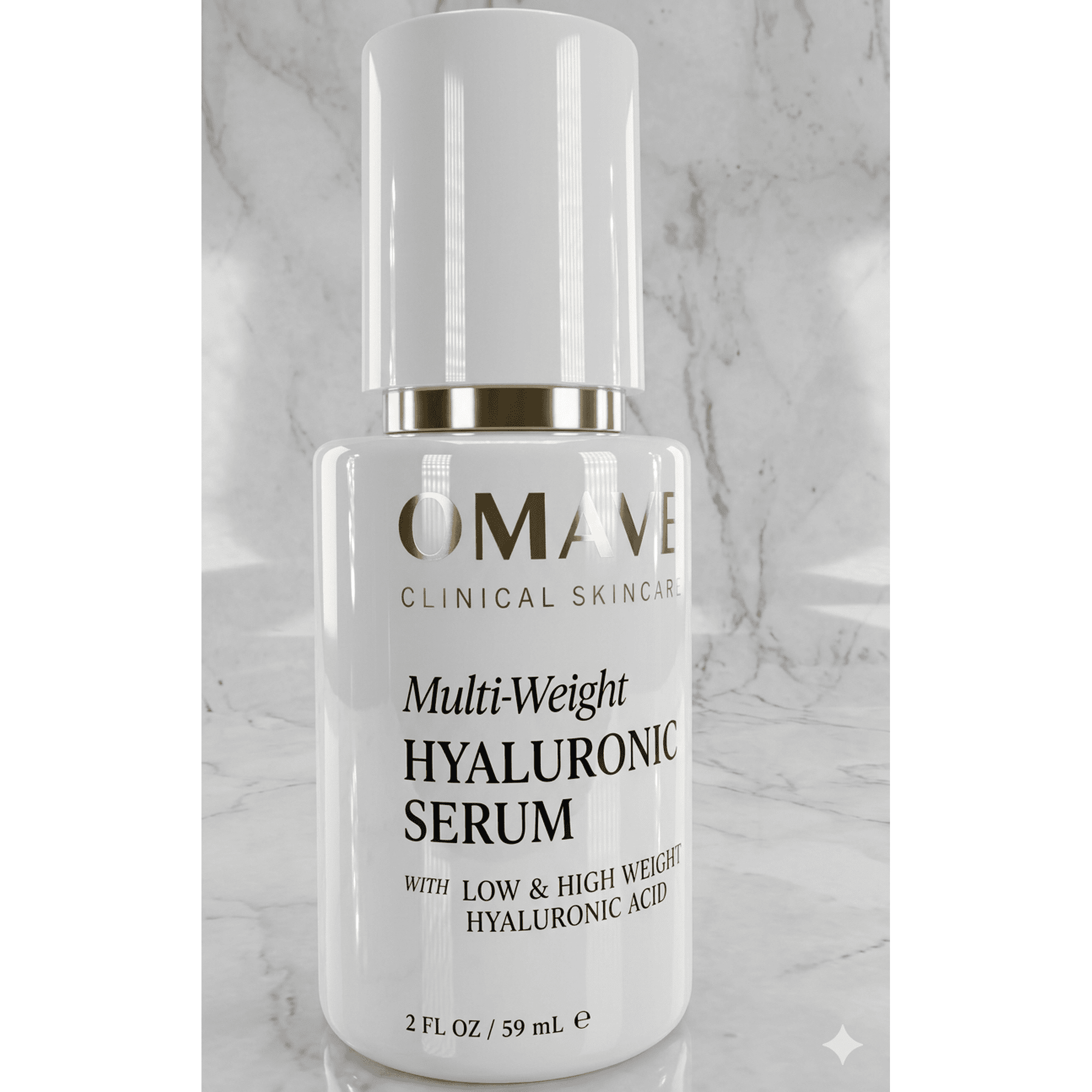 OMAVE Clinical Skincare Multi-Weight Hyaluronic Acid Serum – Long-Lasting, Deep & Surface Level Hydration, 2 FL OZ