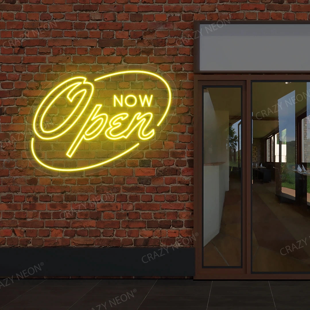Now Open Neon Sign (Yellow, 34"(W)x25"(H))