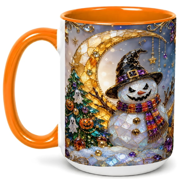 Halloween Snowman Coffee Mug, Witch Hat Mug, Ceramic Cup