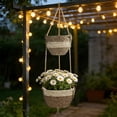 thumbnail image 4 of Double Layer Hanger Woven Hanging Home Garden Indoor 2 Tier Hanging Planter (3 Syles) Flower Pots 9.8" x 9.8" x 6.3", 4 of 6