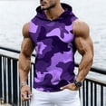 thumbnail image 2 of YLSDY Men's Camouflage Sleeveless Hooded Vest, Basic Drawstring Pullover for Sports and Casual Outfits Purple M, 2 of 9