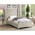 thumbnail image 2 of Velvet Upholstered Bed, Gothic Style Platform Bed Frame, Solid Wood & Chrome Legs, 2 of 6