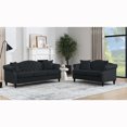 thumbnail image 5 of Modern Black Velvet Sofa , Tufted Couch with Rolled Arms and Nailhead, 3+2 seater for Living Room Bedroom Office and Apartment, 5 of 7