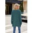 thumbnail image 3 of Women's Round Neck Long Sleeve Ribbed Brushed Slit T-Shirt Top, 3 of 3