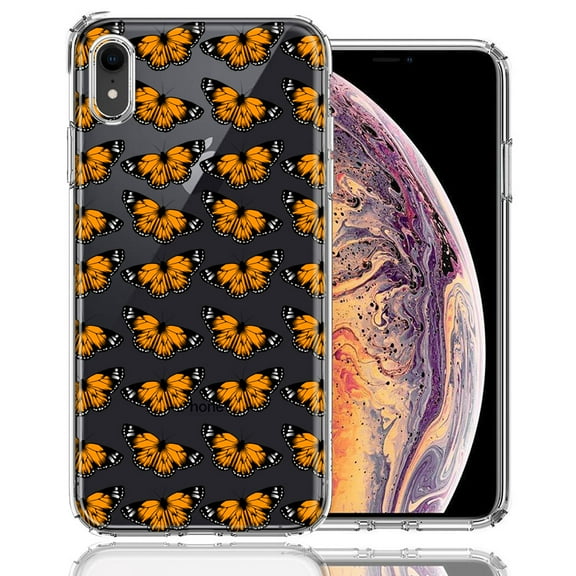 MUNDAZE For Apple iPhone XR Monarch Butterflies Design Double Layer Phone Case Cover