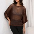 thumbnail image 2 of WULMLEO Crochet Tops for Women Summer Beach Swim Cover Ups Knit Beach Cover Up Short Sleeve Hollow Out Shirts Brown L, 2 of 5