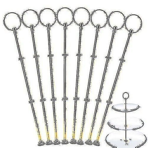 8 Sets 2 Or 3 Tier Cake Plate Stand Handle Fittings Gold Plate Stands For Tea Shop Room Hotel